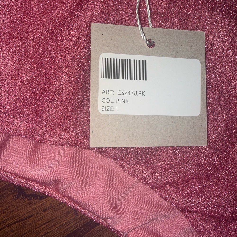 Chio Pink Shimmer Ruffle Bikini Set - Picture 3 of 3